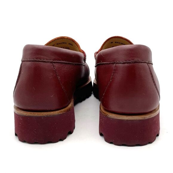 G.H. Bass Weejuns Penny Loafers Lug Sole Red Orange Leather Size 7 Preppy Fall - Picture 8 of 16